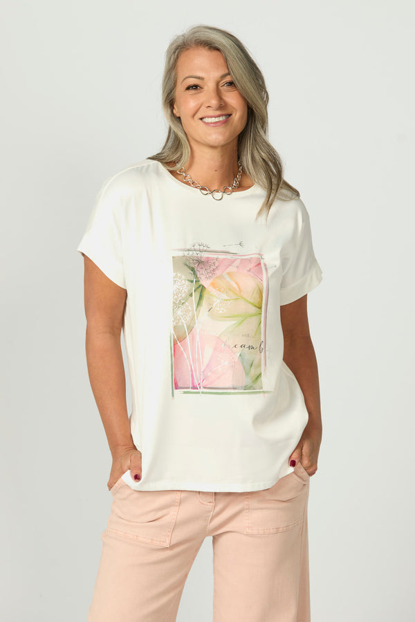 Esta Print Front S/s Top