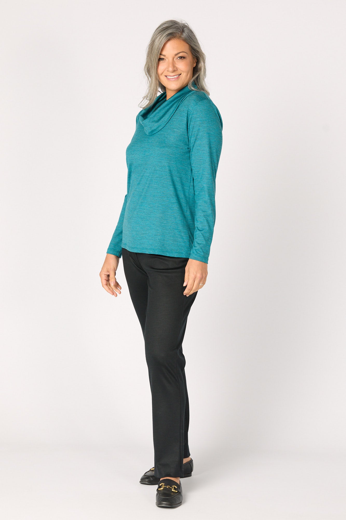 Hedrena Cowl Neck Long Sleeve Top