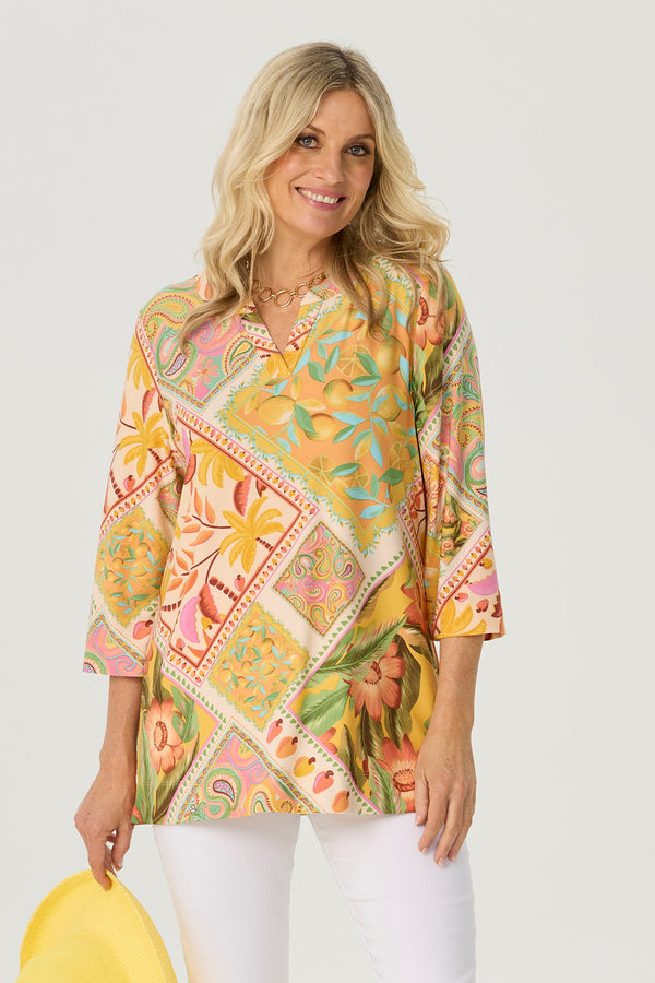 Pina Colada 3/4 Slv V-neck Tunic