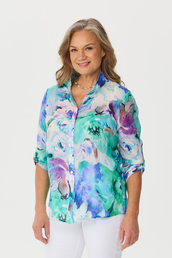 Nicola 3/4 Sleeve Wire Collar Shirt