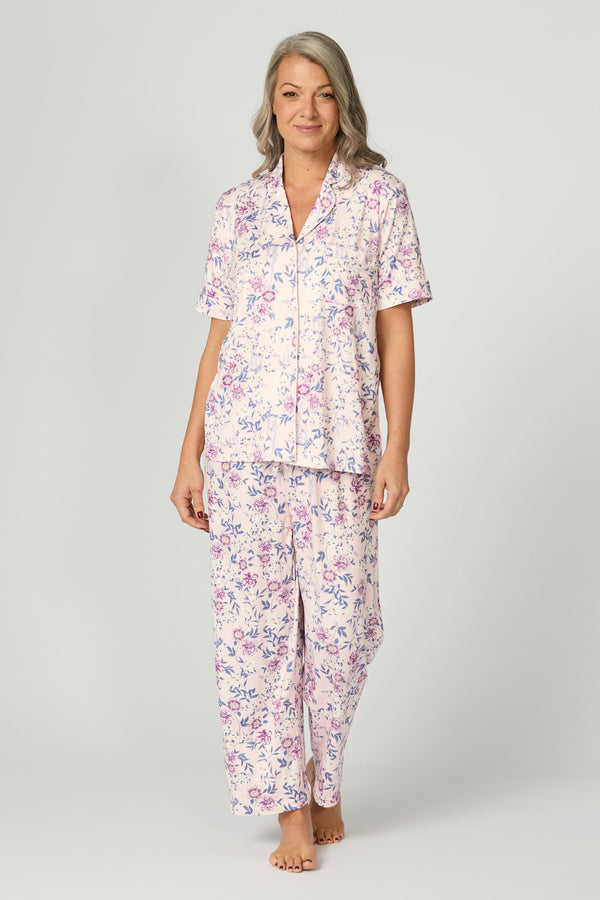 Loretta Short Sleeve Crop Pant Pj Set In Bag