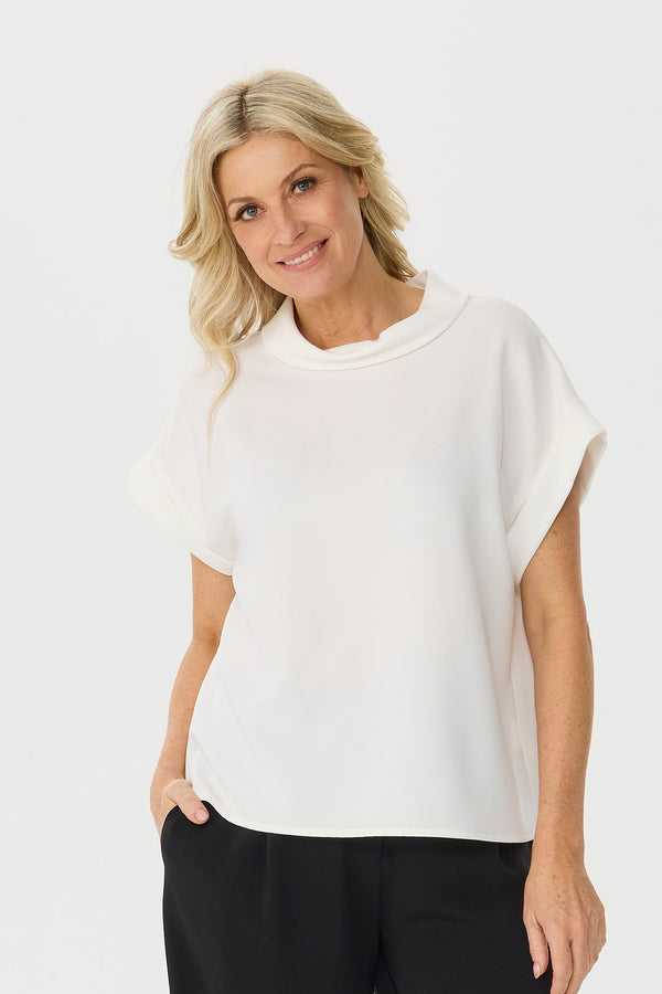 Mara Cap Sleeve Roll Neck Top