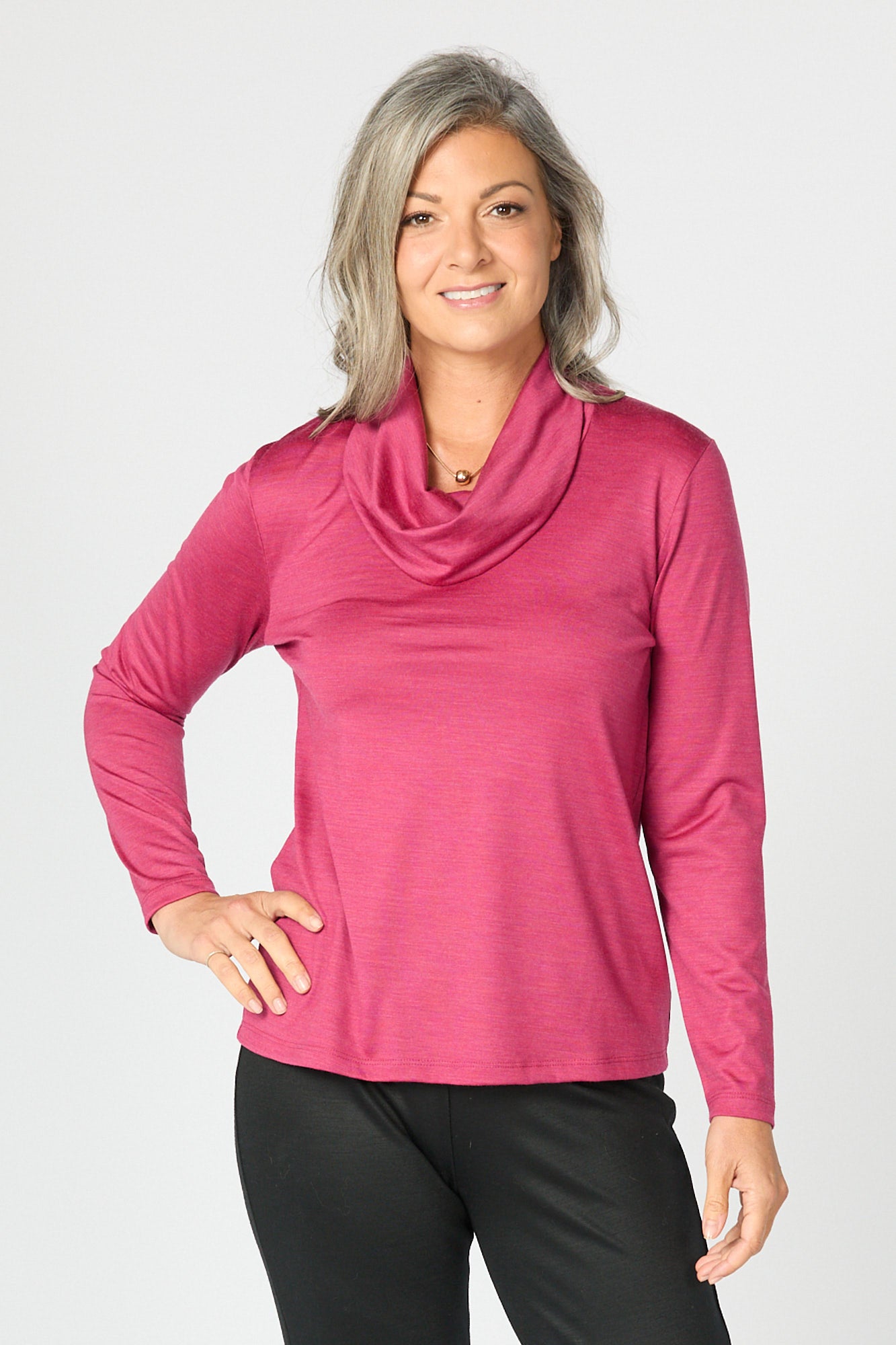 Hedrena Cowl Neck Long Sleeve Top
