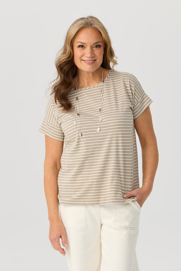 Pebble Stripe S/slv Tee