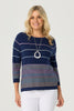 Coraline Stripe 3/4 Slv Sweater