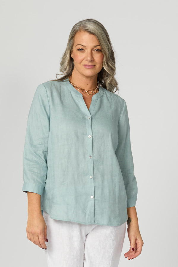 Caledonia Collarless 3/4 Sleeve Shirt