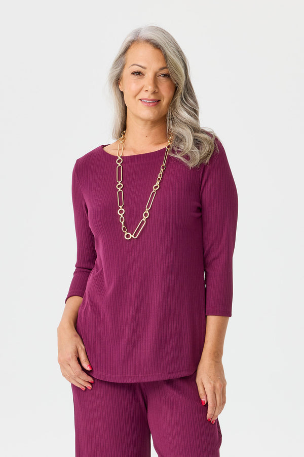 Tempest Boat Neck 3/4 Sleeve Top