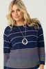 Coraline Stripe 3/4 Slv Sweater