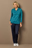 Hedrena Zip Polo Long Sleeve Top