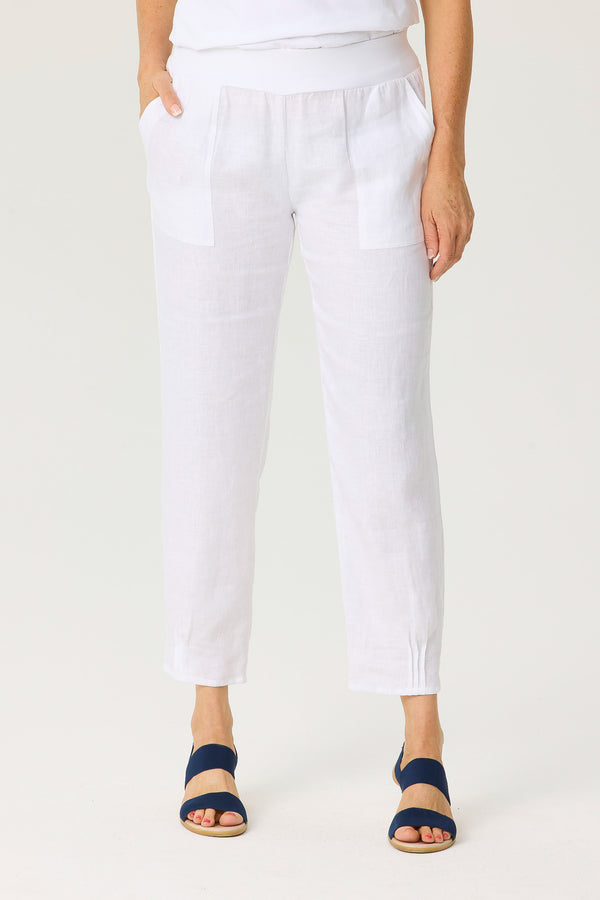 LINTON RIB WAIST LINEN PANT