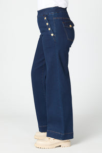 SABRINA STRETCH BUTTON WIDE JEAN