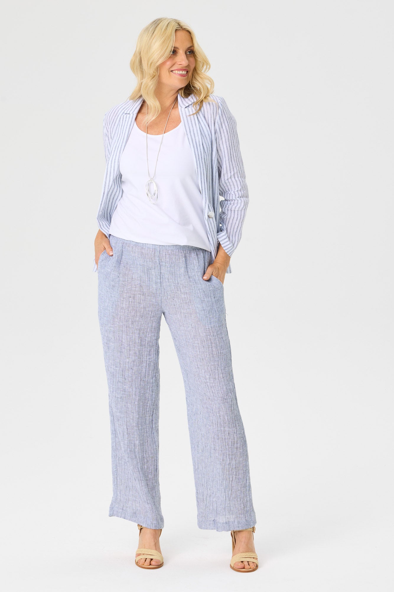 ESCAPADE PULL ON LONG LINEN PANT