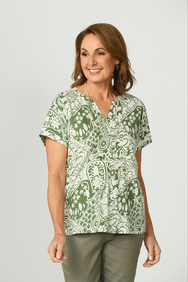 Folie Notch Neck Short Sleeve Tee