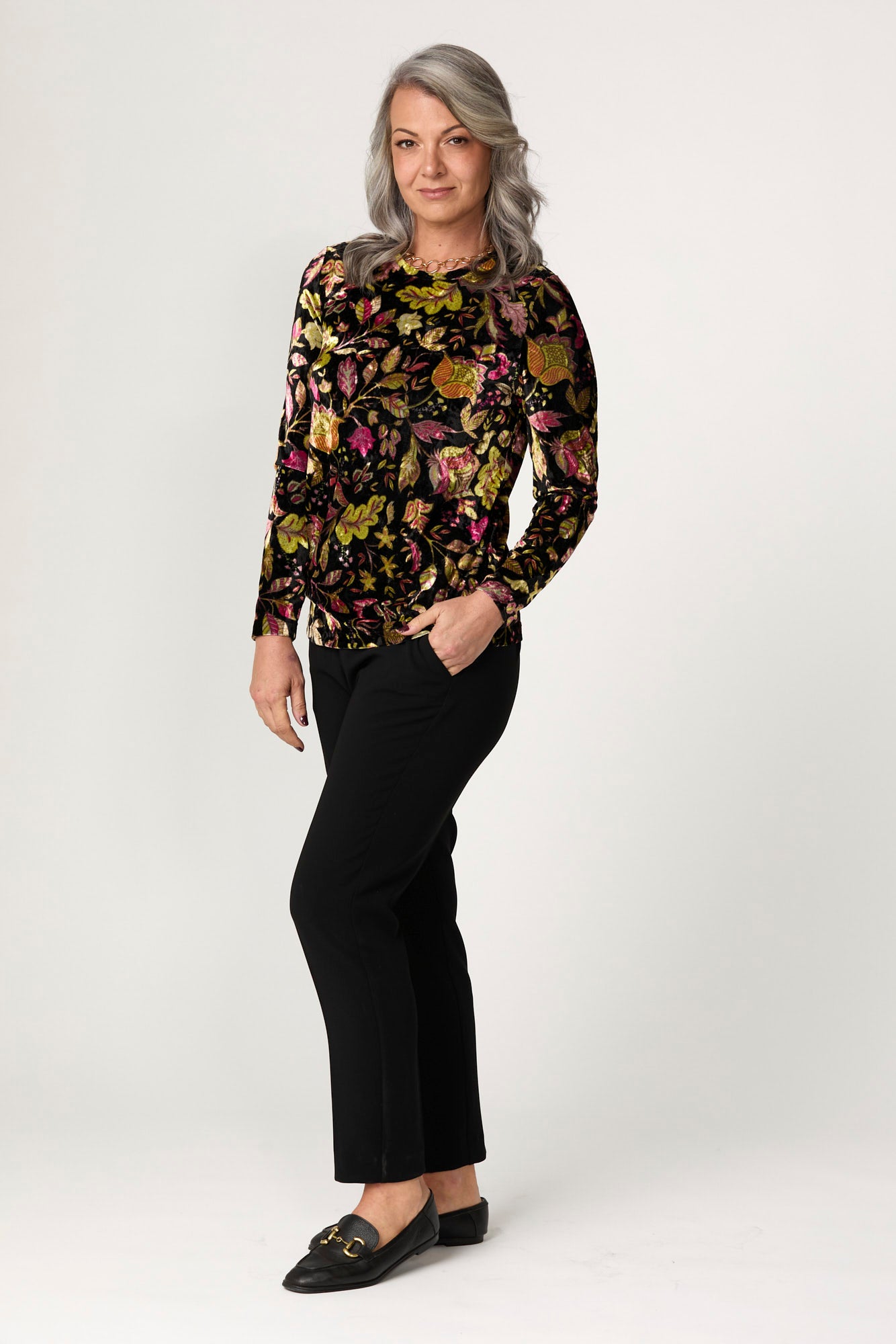 Deluxe Long Sleeve Stretch Velvet Top