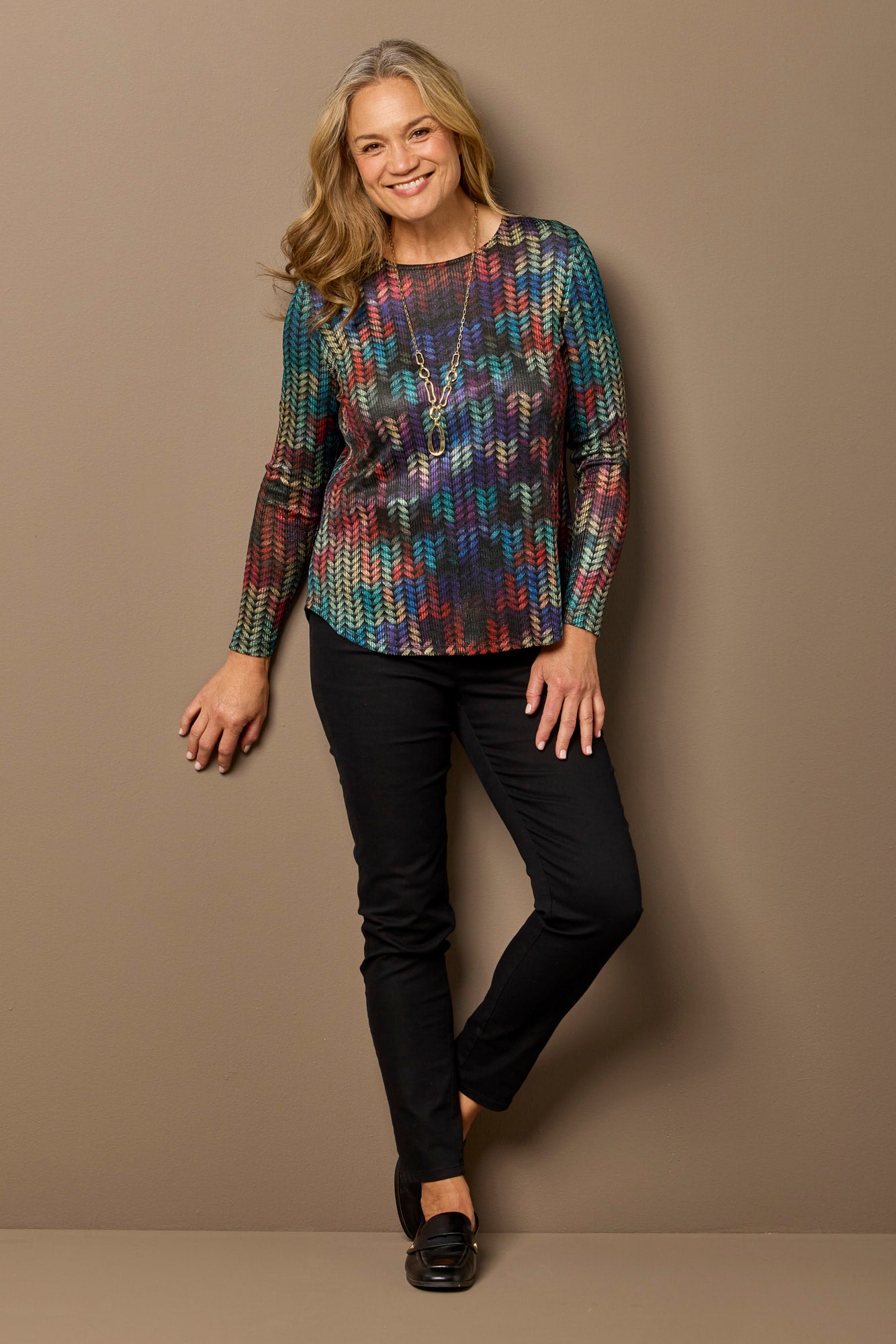 Serpent Pleat Back Long Sleeve Top