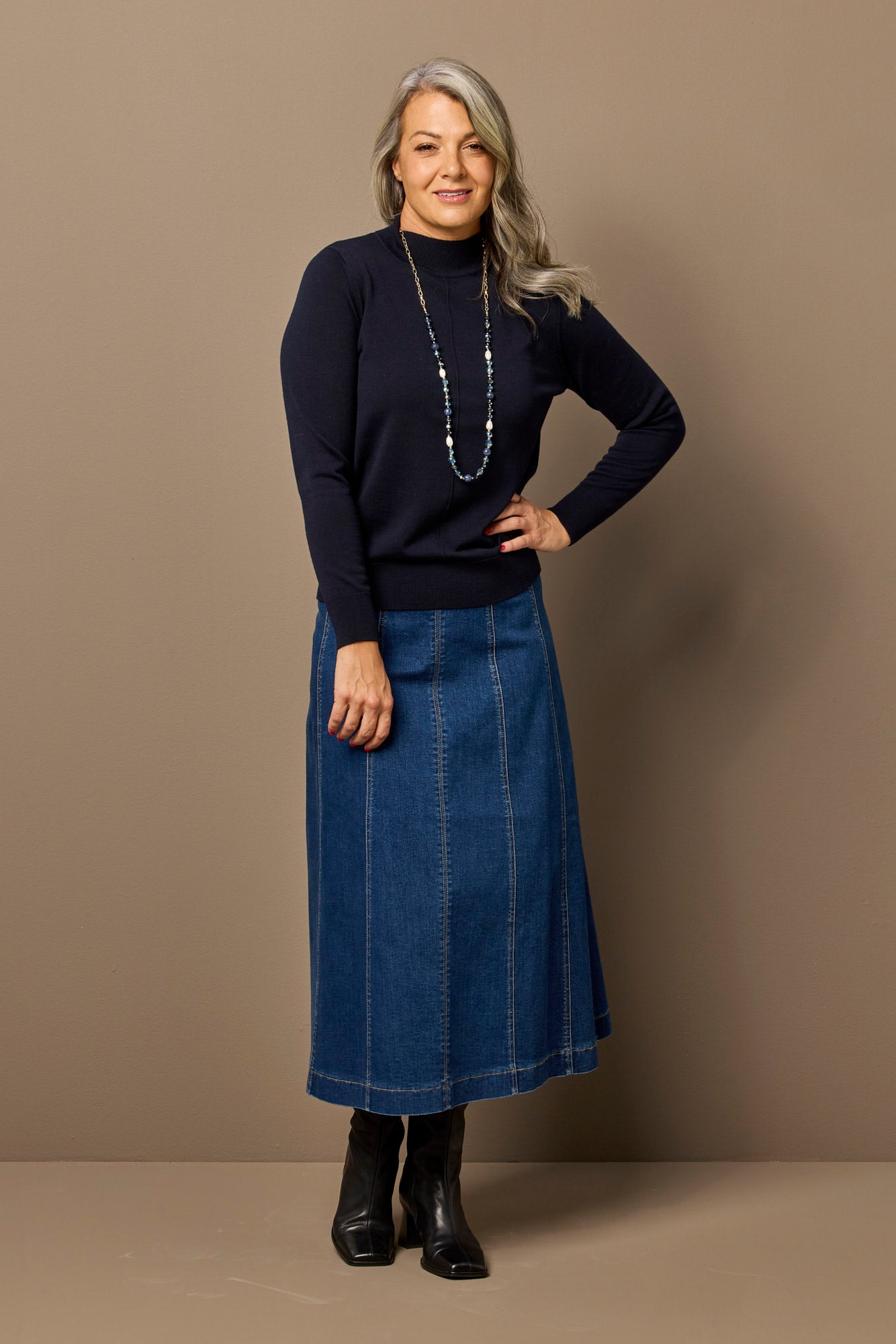 Harper Gored Denim Skirt