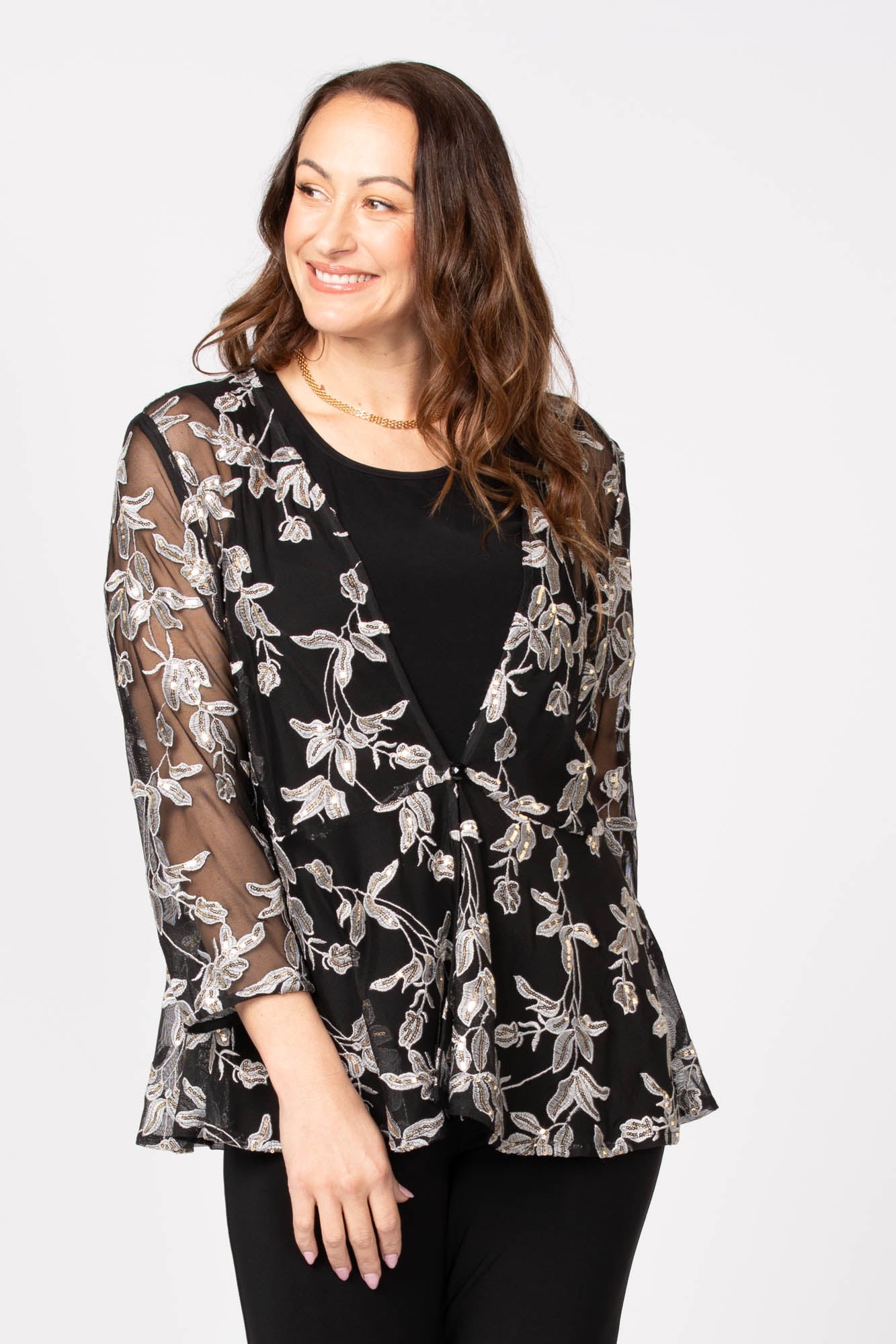 Shop Swiftie Embroidered 1 Button Cardigan in Black – Fella Hamilton
