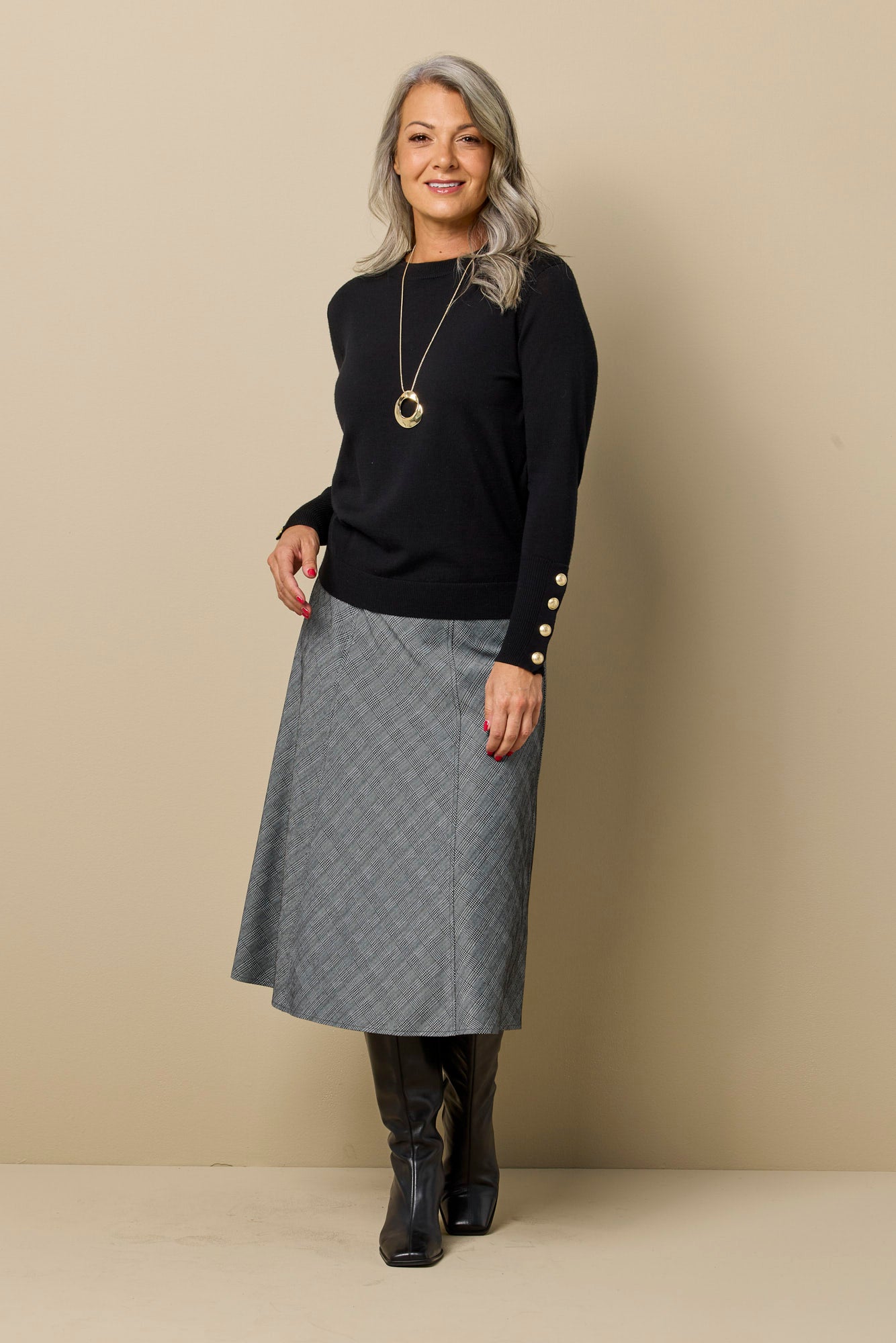 Middleton Check Gored Pull On Skirt