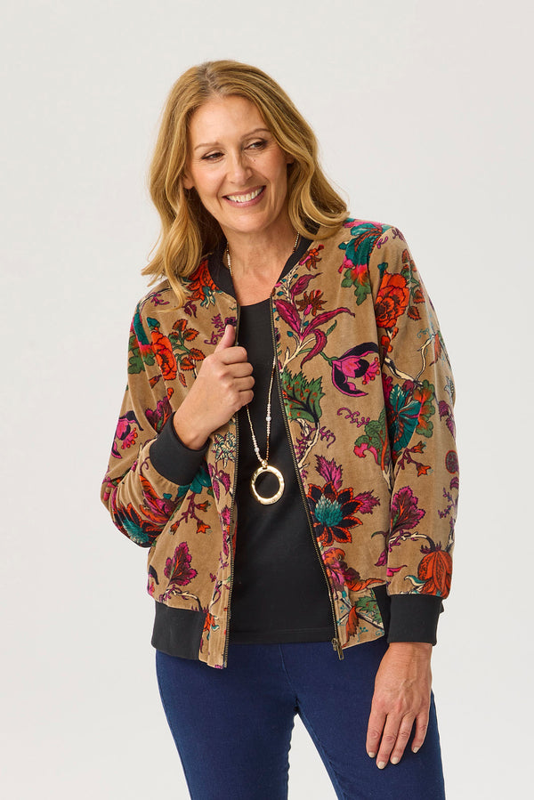 VERSO VELVET PRINT ZIP UP JACKET