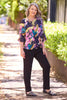DOMINIQUE FLOUNCE LAYER 3/4 SLV TOP
