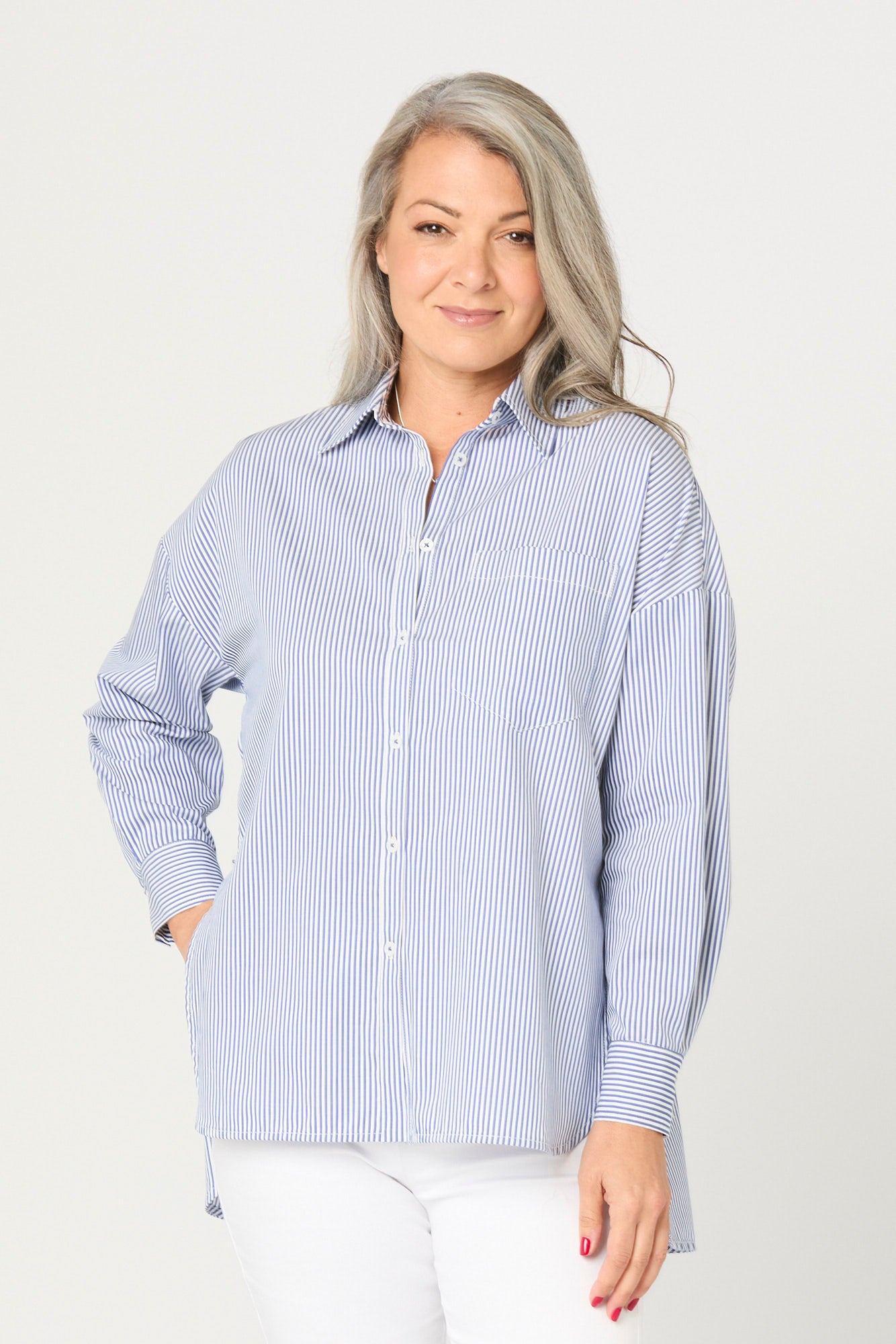 HI-LOW THAMES STRIPE L/SLV SHIRT