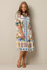 TUSCANY PRINT FRILL HEM DRESS