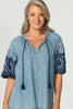 Layla Denim Embroidered Top