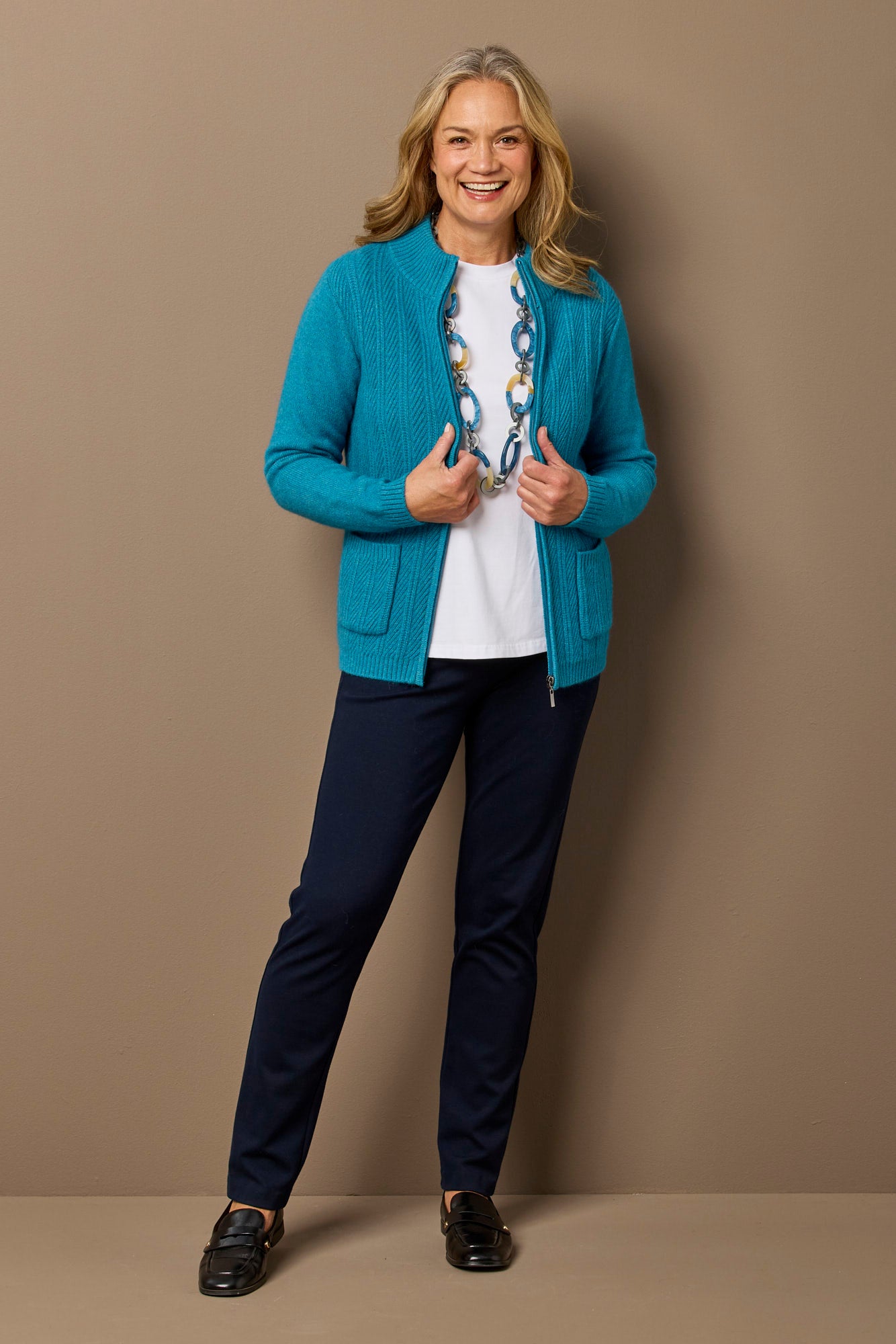 Shop Louis Zip Up Cardigan in Marine – Fella Hamilton