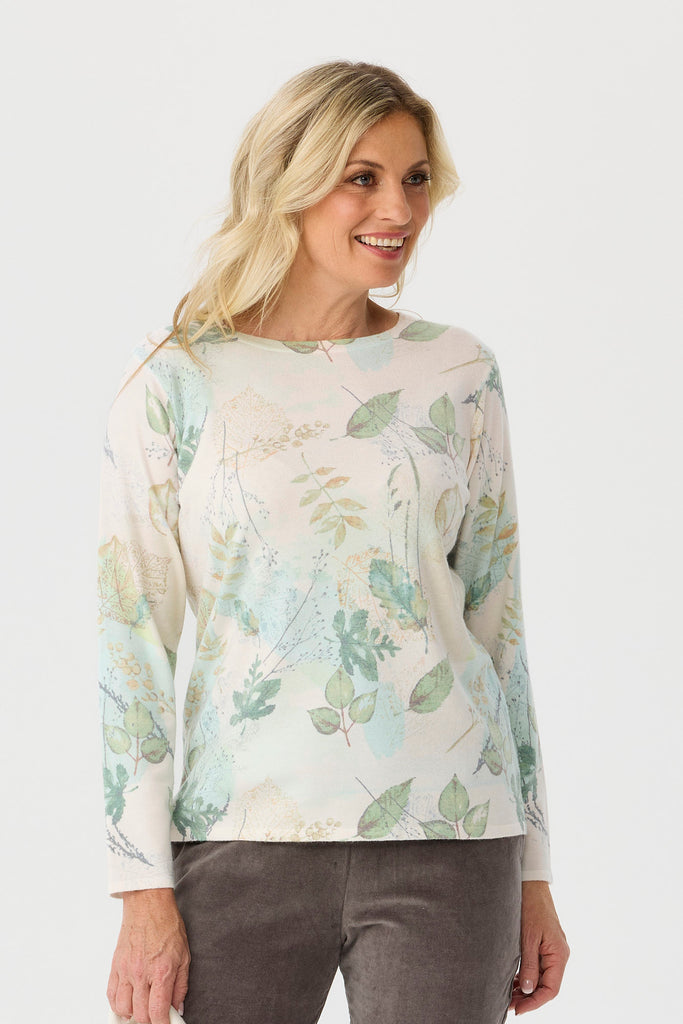 Sylvie Print R-neck Long Sleeve Sweater
