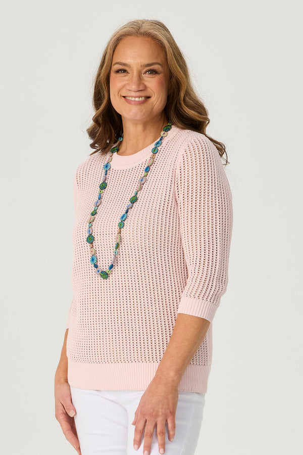 QUINN 3/4 SLV OPEN KNIT