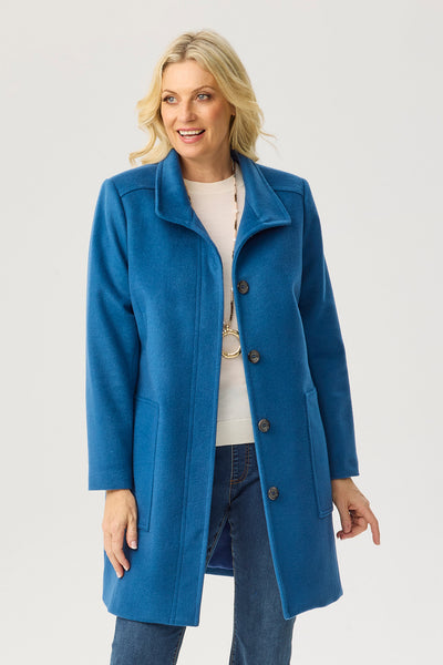 Shop Zarina Concealed Placket Coat in Petrol – Fella Hamilton
