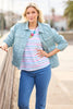 LA VILLA STRIPE 3/4 SLV TOP