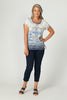 Blue Boho Short Sleeve Ruched Tee