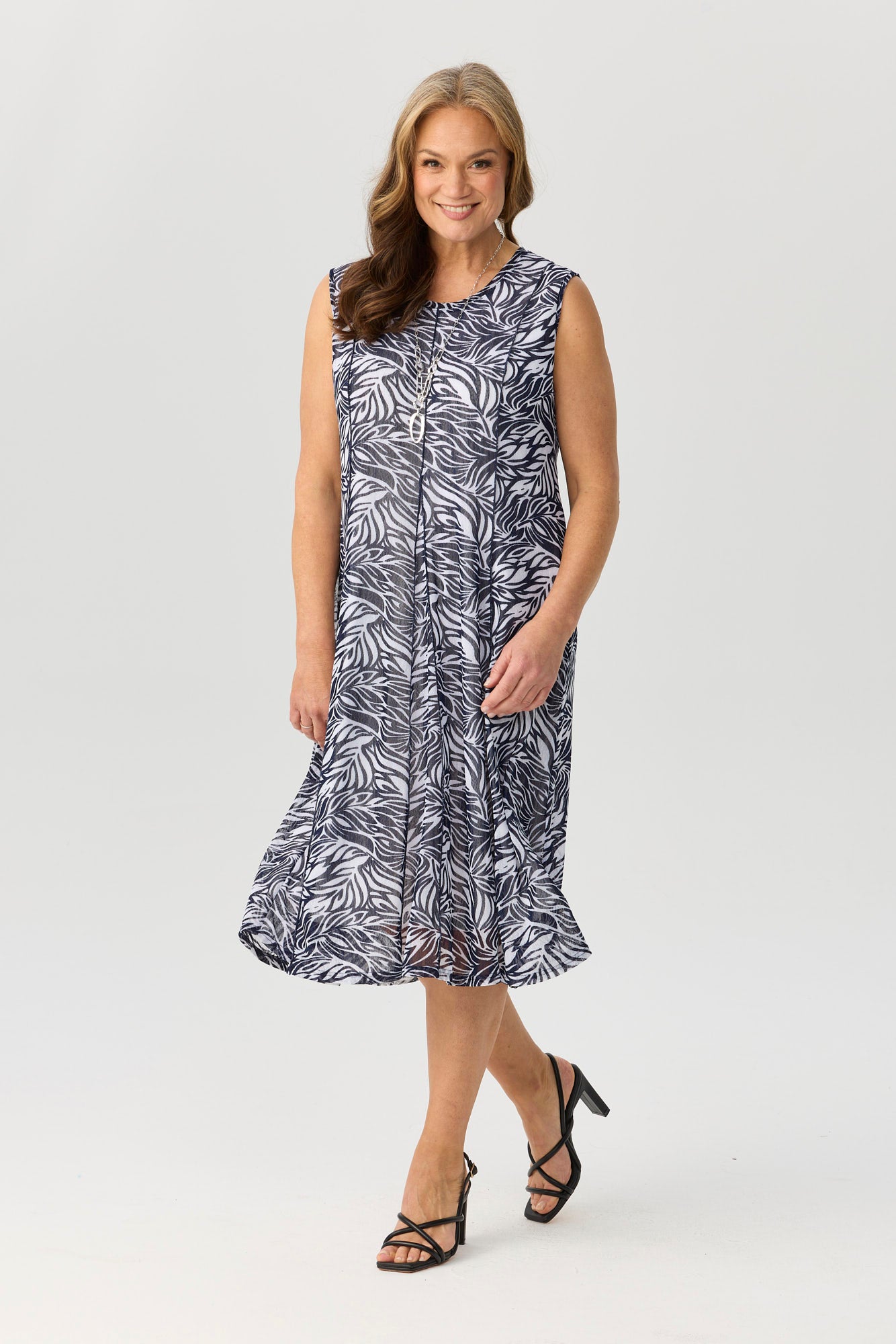 Veneta Mesh Sleeveless Gored Dress