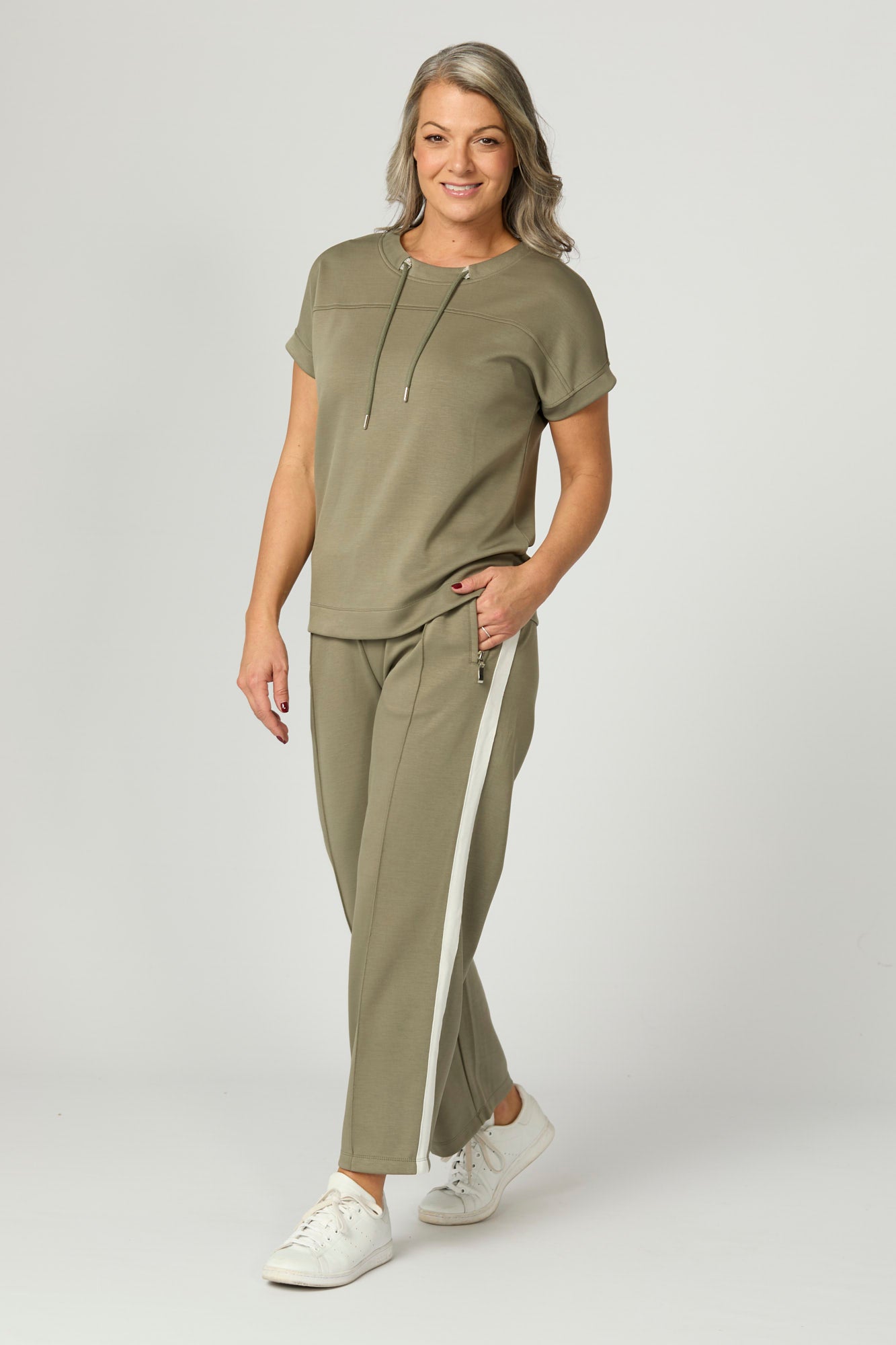 Zen Crop Side Stripe Wide Pants