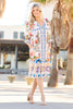 TUSCANY PRINT FRILL HEM DRESS