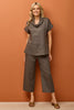 Cologne Linen Cowl Neck Short Sleeve Top