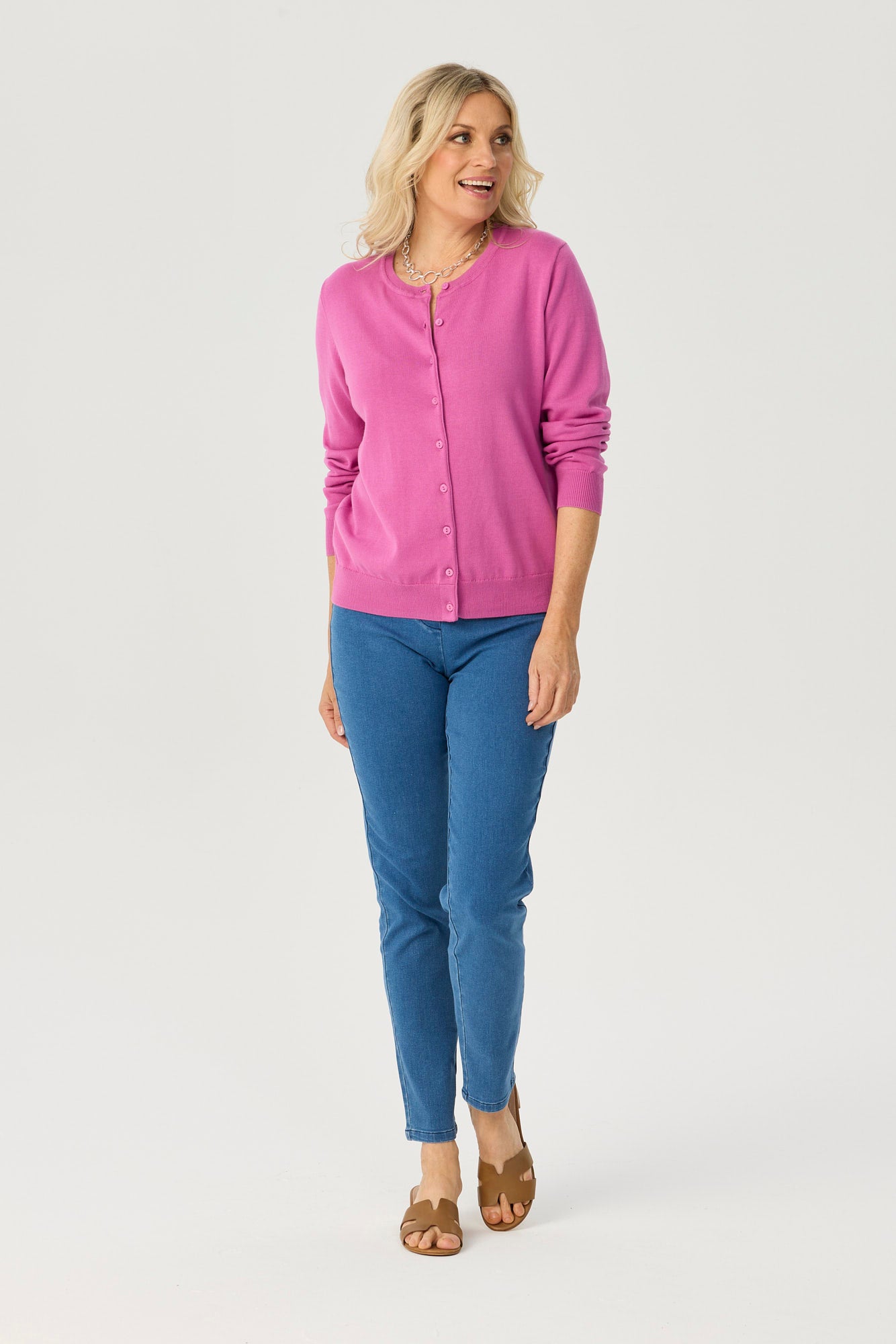 Shop Brady Button Up Long Sleeve Cardigan in Pink Lemonade – Fella Hamilton