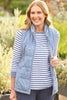 Sprint Stripe 3/4 Sleeve Curve Hem Top