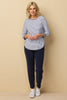 Sprint Stripe 3/4 Sleeve Curve Hem Top