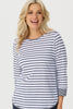 Sprint Stripe 3/4 Sleeve Curve Hem Top