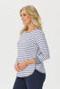 Sprint Stripe 3/4 Sleeve Curve Hem Top