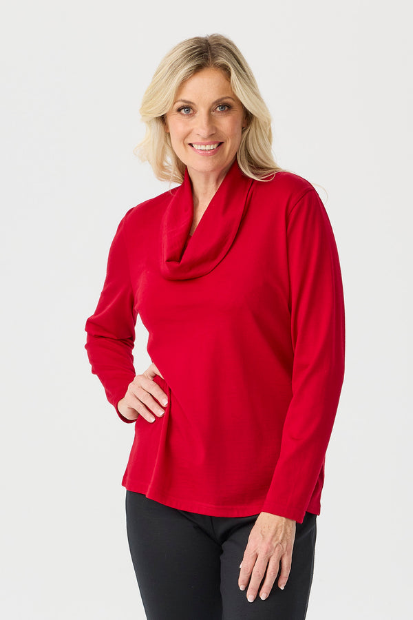 Hedrena Cowl Neck Long Sleeve Top