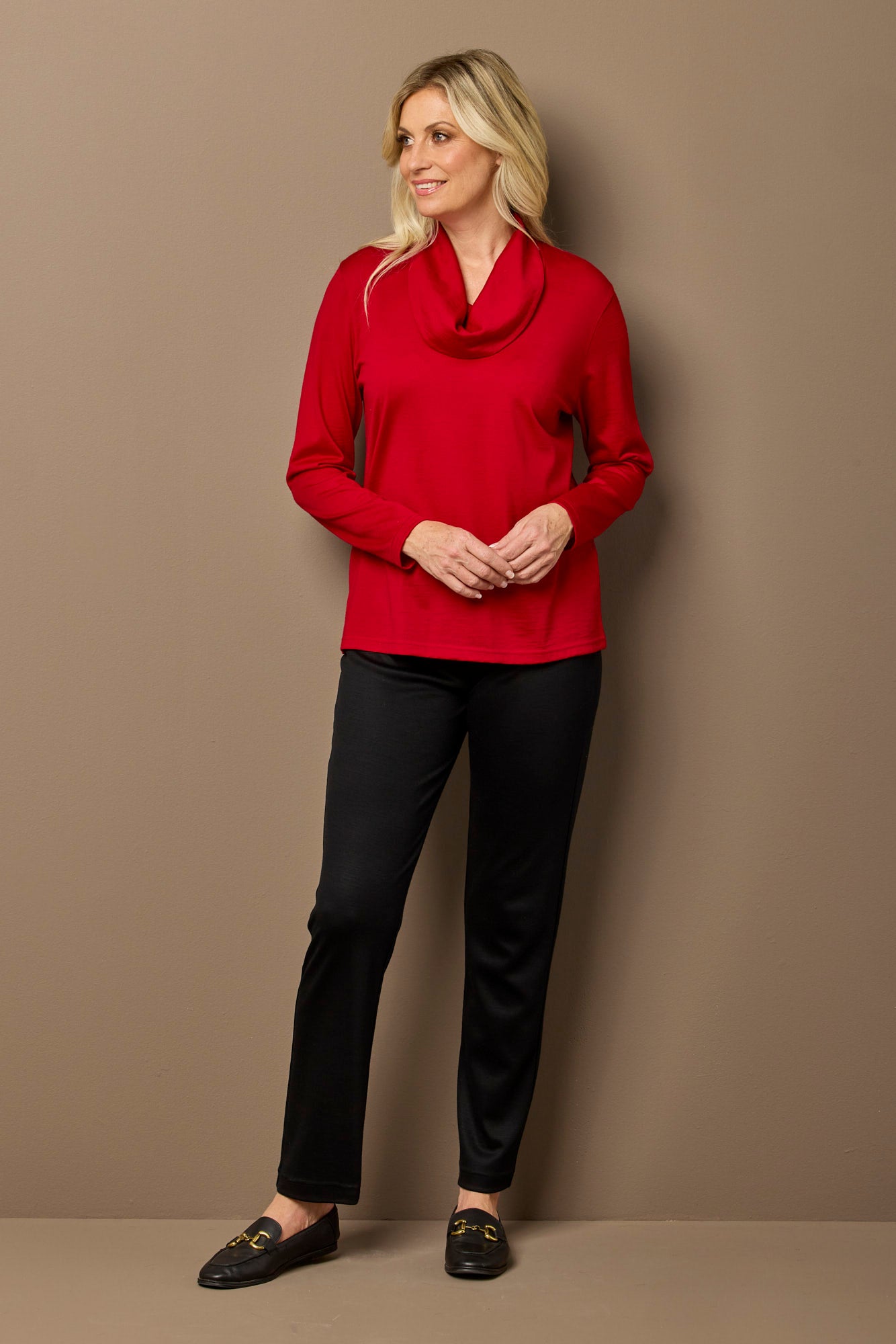 Hedrena Cowl Neck Long Sleeve Top