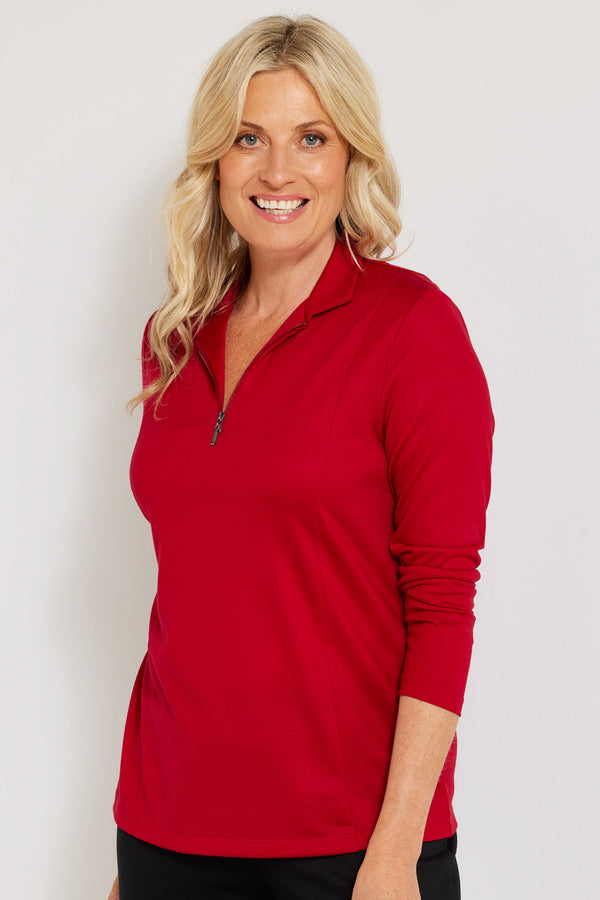 HEDRENA ZIP POLO LONG SLEEVE TOP