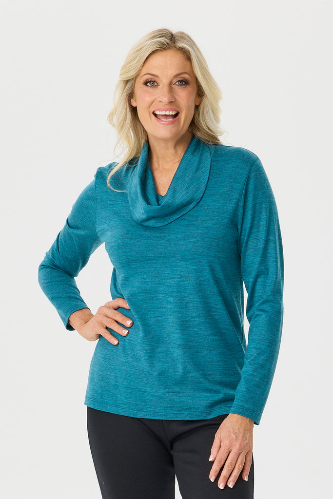 Hedrena Cowl Neck Long Sleeve Top