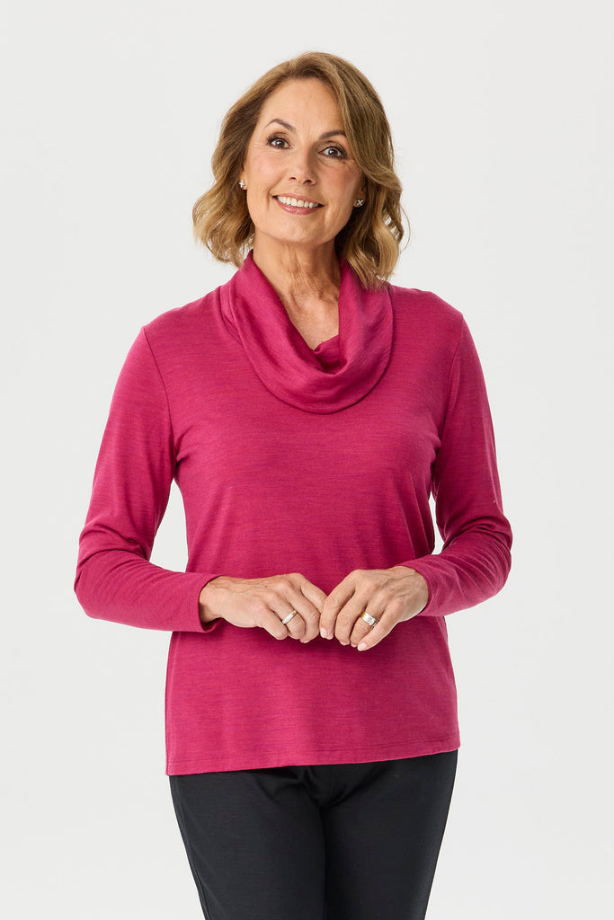 Hedrena Cowl Neck Long Sleeve Top