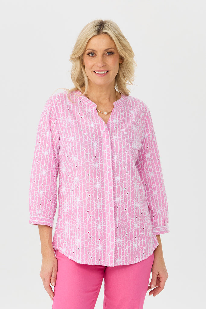 Ricamo 3/4 Sleeve Embroidered Shirt