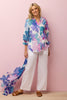 Butterfly Open Neck 3/4 Sleeve Shirt