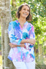 Butterfly Open Neck 3/4 Sleeve Shirt